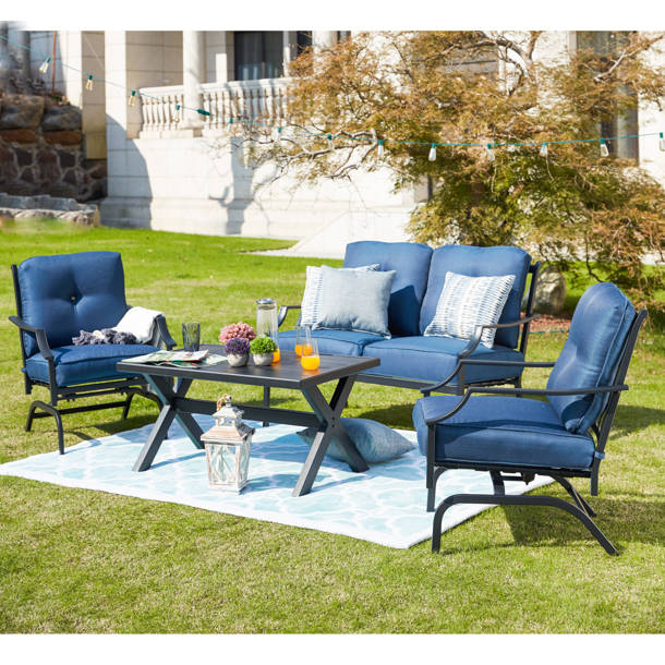 Charlton Home® Outdoor Sigmund Rocking Metal Chair with Cushions